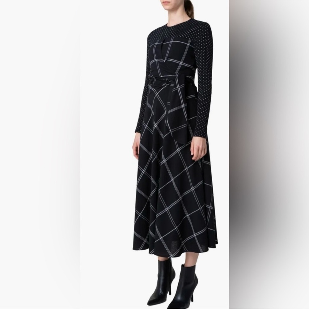 EUC! Akris Punto Contrast Print Black and White Maxi Dress, Size 14 - Picture 2 of 9